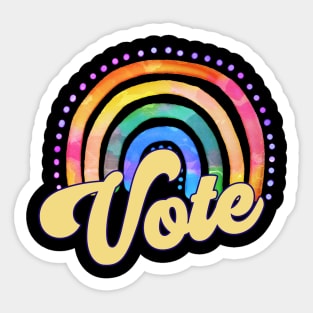 Retro Hippie Watercolor Rainbow VOTE  Design Sticker